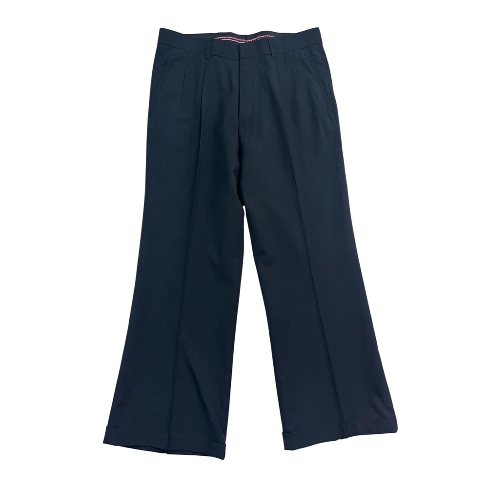NEW vtg Bespoke Tailored 34x29 Navy Blue Wool Cashmere Pants Trousers Wide Leg